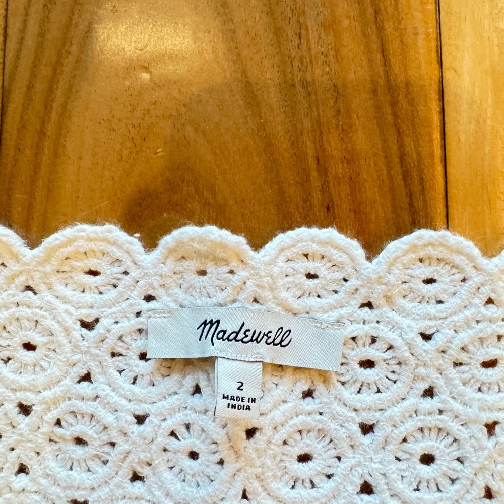 Madewell White Linen Crochet Yoke Button-Front Camisole - Picture 2 of 5